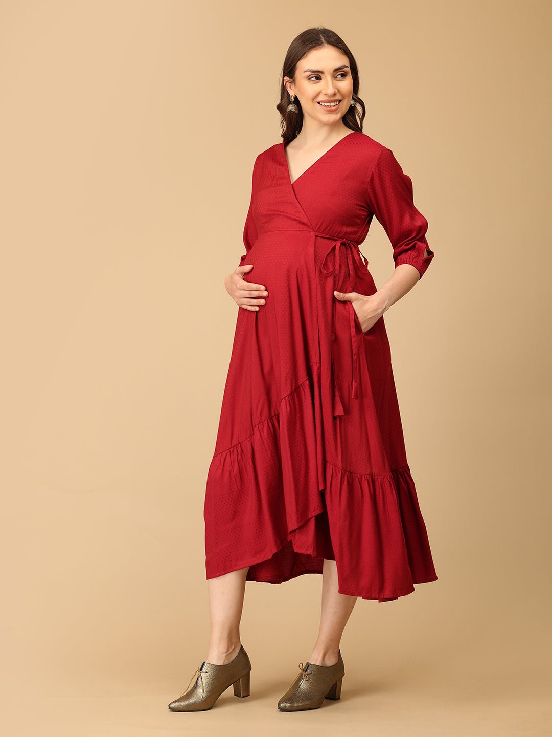 Rouge - a Twist Maternity Wrap Dress - DRS - SK - ROGAT - S