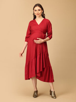 Rouge - a Twist Maternity Wrap Dress - DRS - SK - ROGAT - S
