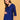 Close-up of V-neckline on royal blue maternity kurta with delicate embroidered stitch detailing.