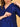 Close-up of concealed side zipper on royal blue maternity silk kurta for easy nursing access.