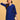 Close-up of V-neckline on royal blue maternity kurta with delicate embroidered stitch detailing.