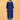 Back view of royal blue maternity and nursing silk kurta with gathered yoke detail and three-quarter sleeves.