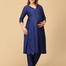 Royal Cosmic Embroidered Maternity And Nursing Silk Kurta Set - MEW - SK - RYBEB - S