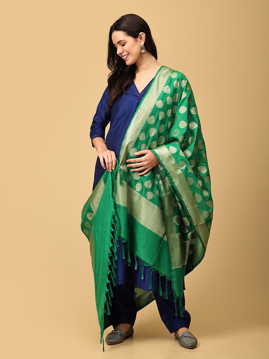 Royal Cosmic Embroidered Maternity And Nursing Silk Kurta Set With Dupatta - MEW - SK - ROYCS - S