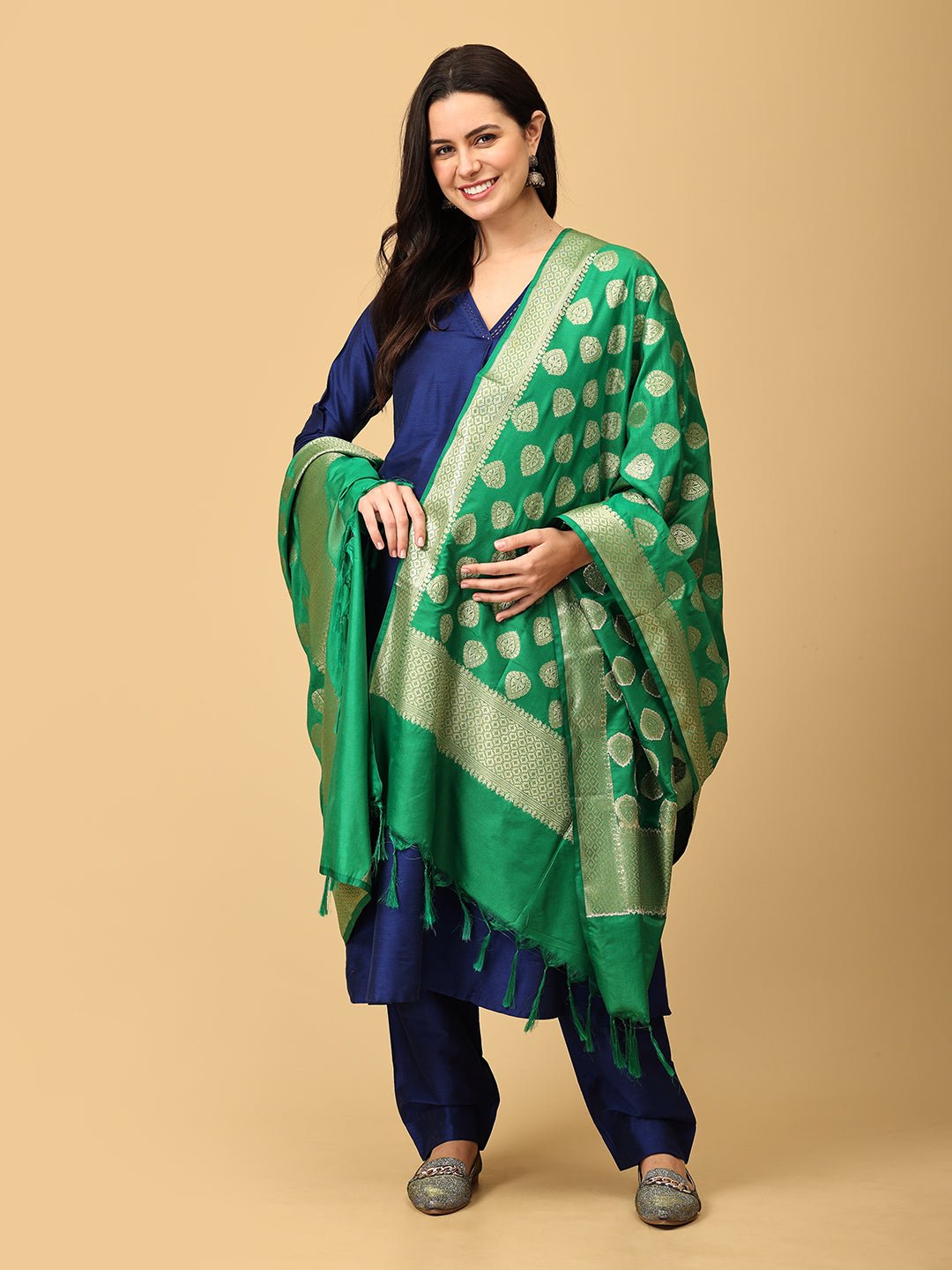 Royal Cosmic Embroidered Maternity And Nursing Silk Kurta Set With Dupatta - MEW - SK - ROYCS - S