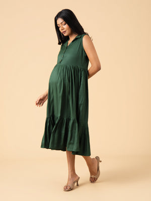 Royal Emerald Maternity and Nursing Dress - S Maternity Casual Dress
