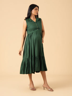 Royal Emerald Maternity and Nursing Dress - S Maternity Casual Dress