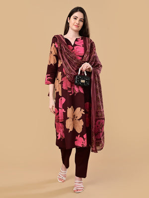 Royal Garnet Maternity and Nursing Kurta Set With Dupatta - S Maternity Ethnic Set