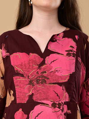 Royal Garnet Maternity and Nursing Kurta Set With Dupatta - S Maternity Ethnic Set