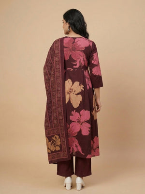 Royal Garnet Maternity and Nursing Kurta Set With Dupatta - S Maternity Ethnic Set