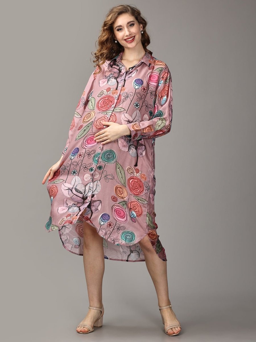Rozz A Day Maternity and Nursing Oversized Shirt Dress - DRS-SK-RZADO-S