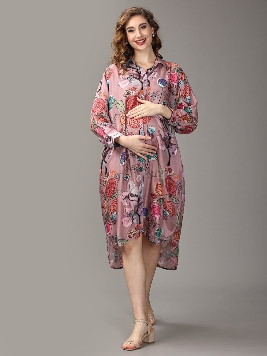 Rozz A Day Maternity and Nursing Oversized Shirt Dress - DRS-SK-RZADO-S