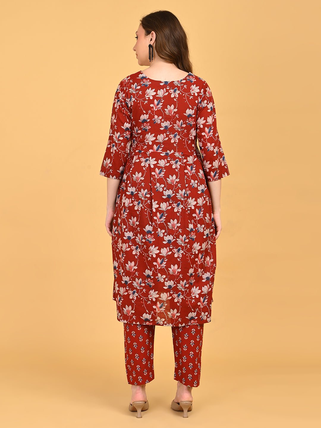 Back view of Ruhani Maroon Maternity and Nursing Kurta Set 