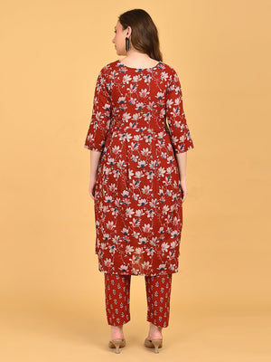 Back view of Ruhani Maroon Maternity and Nursing Kurta Set