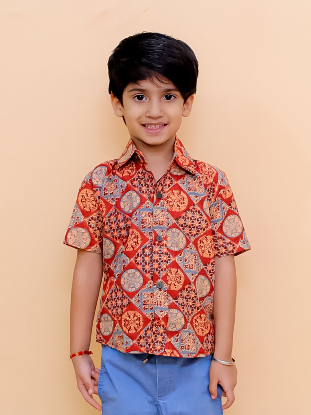 Rust Ajrakh Print Boys Shirt - KES - SC - RSTAJB - 0 - 6