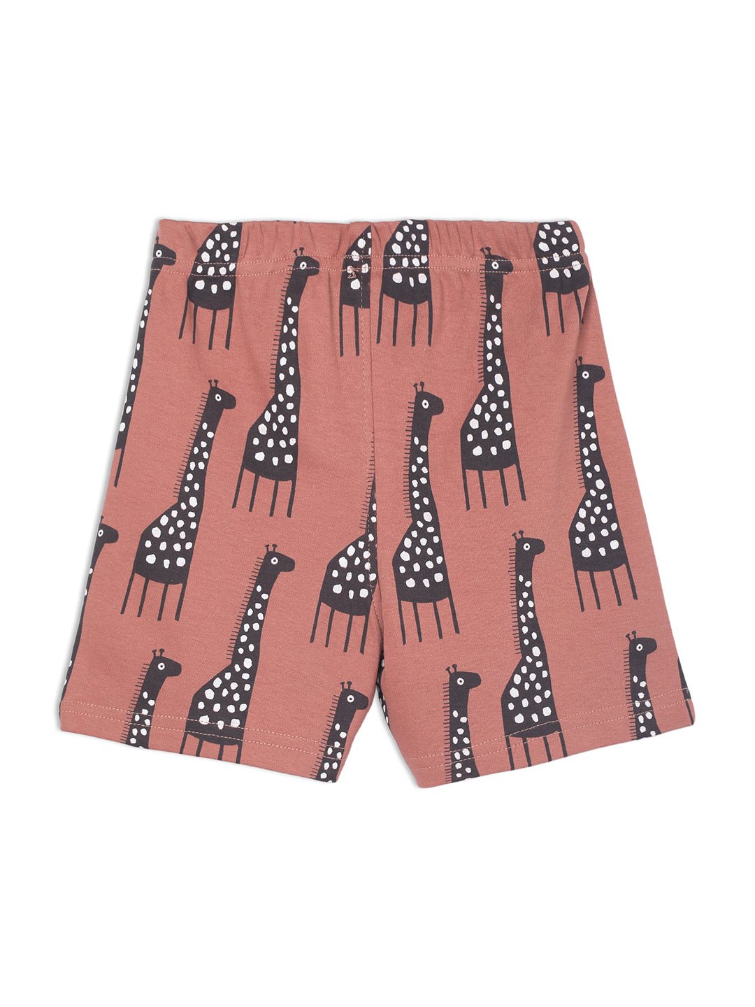 Rust Giraffe Printed Kids Casual Co Ord Set