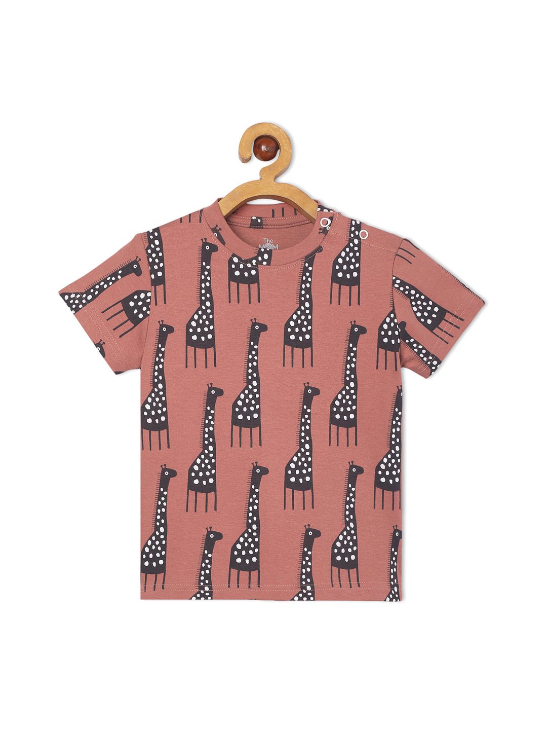 Rust Giraffe Printed Kids Casual Co Ord Set