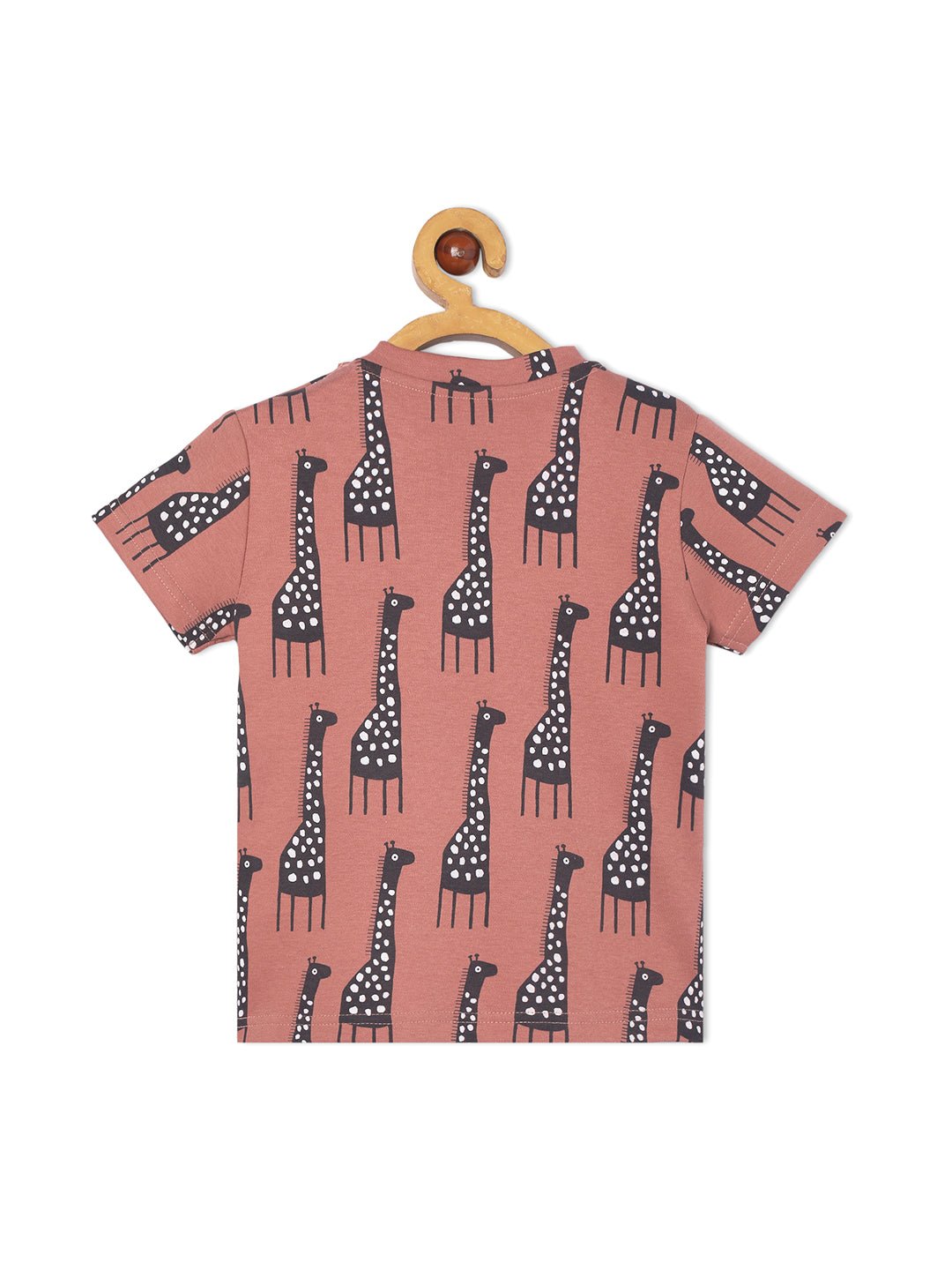 Rust Giraffe Printed Kids Casual Co Ord Set