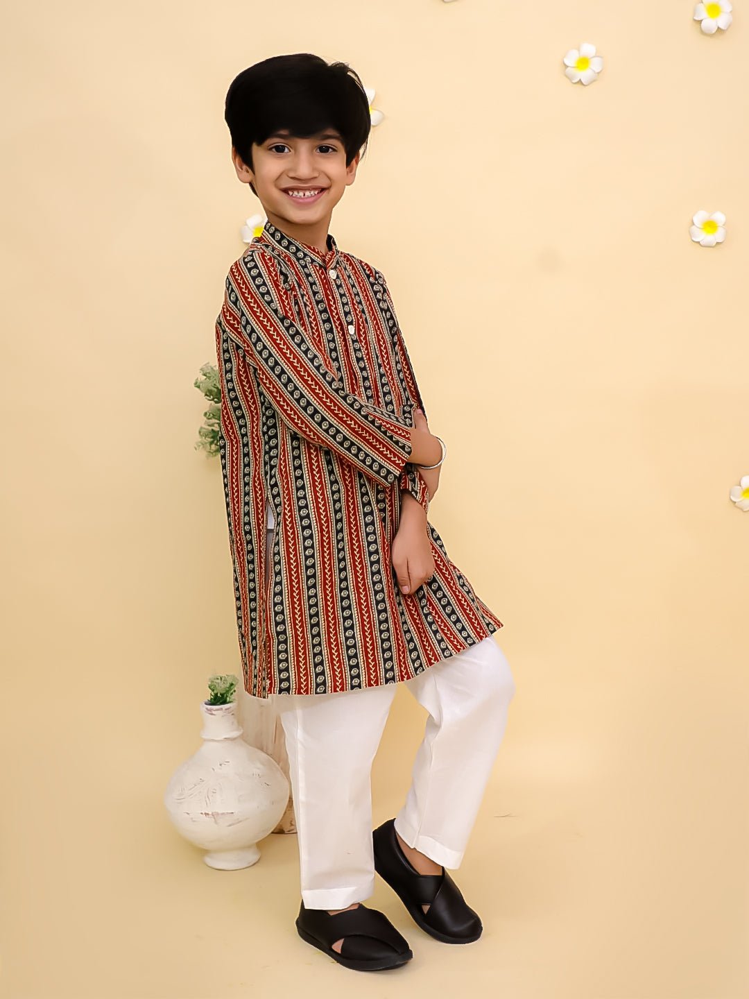 Rust Kalamkari Boys Kurta Set - KES - RA - RSKBY - 0 - 6
