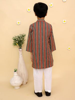 Rust Kalamkari Boys Kurta Set - KES - RA - RSKBY - 0 - 6