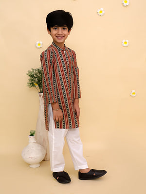Rust Kalamkari Boys Kurta Set - KES - RA - RSKBY - 0 - 6