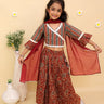 Rust Kalamkari Girls Lehenga Set with Dupatta - KES - RA - RSKLM - 0 - 6