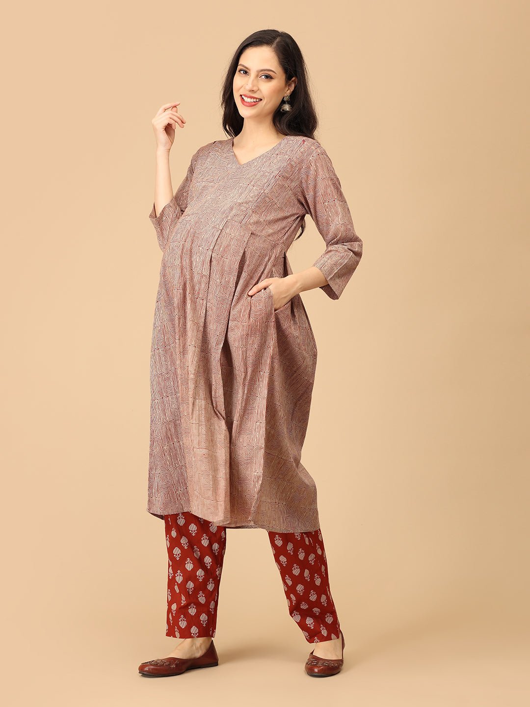 Rust Me Not Maternity and Nursing Kurta Set With Dupatta - MEW - SK - RSMN - S