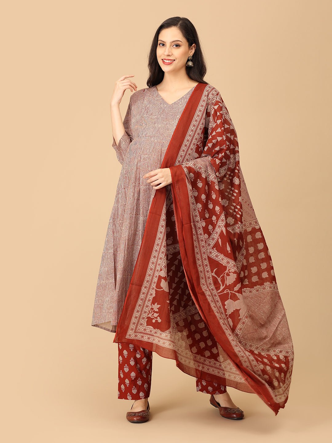 Rust Me Not Maternity and Nursing Kurta Set With Dupatta - MEW - SK - RSMN - S