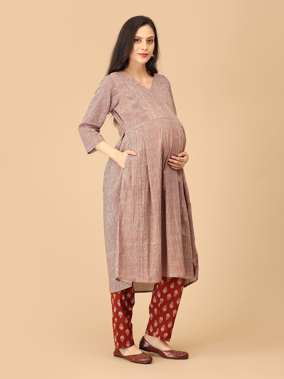 Rust Me Not Maternity and Nursing Kurta Set With Dupatta - MEW - SK - RSMN - S