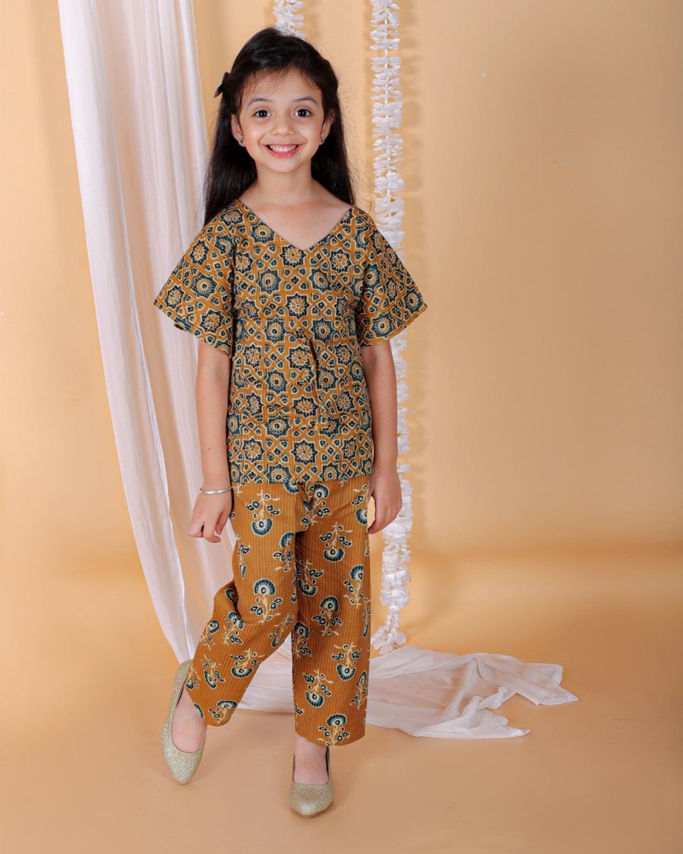 Rust Orange Girls Kaftan Set - KES-SN-RSTO-0-6