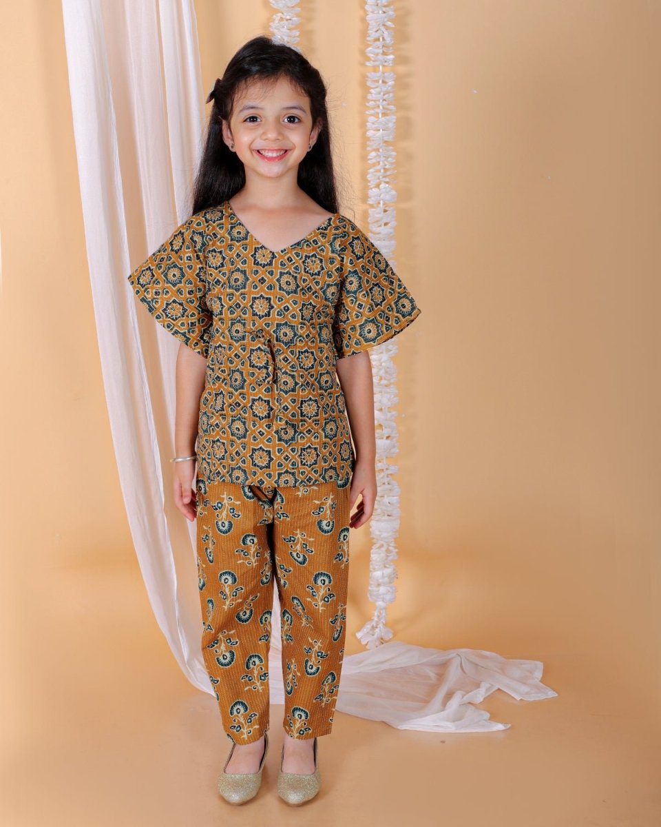 Rust Orange Girls Kaftan Set - KES-SN-RSTO-0-6