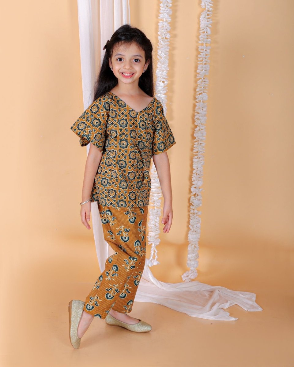 Rust Orange Girls Kaftan Set - KES-SN-RSTO-0-6