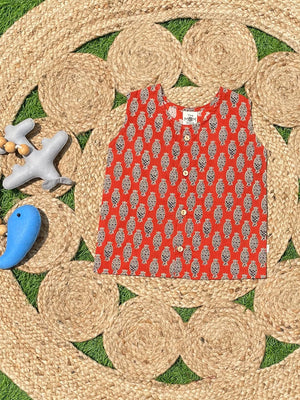 Rust Pineapple & Black Pineapple Printed Cotton Infant Jabla