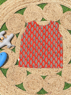 Rust Pineapple & Black Pineapple Printed Cotton Infant Jabla