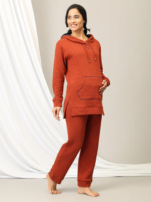 Rust & Rest Maternity And Nursing Hoodie Pajama Loungewear Set - NW - SD - RSRTL - S