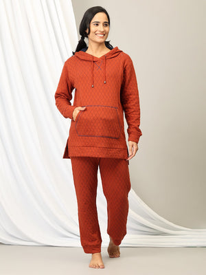 Rust & Rest Maternity And Nursing Hoodie Pajama Loungewear Set - NW - SD - RSRTL - S