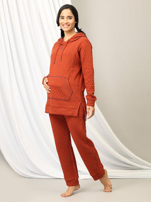 Rust & Rest Maternity And Nursing Hoodie Pajama Loungewear Set - NW - SD - RSRTL - S