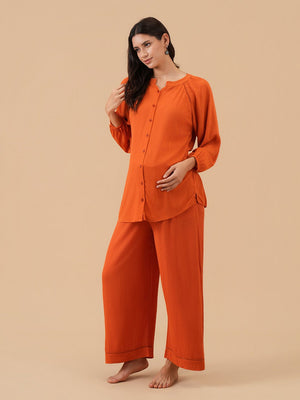 Rust We Trust Maternity and Nursing Nightwear Set - Rust Maternity Nightwear Set