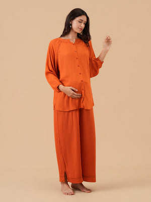 Rust We Trust Maternity and Nursing Nightwear Set - Rust Maternity Nightwear Set