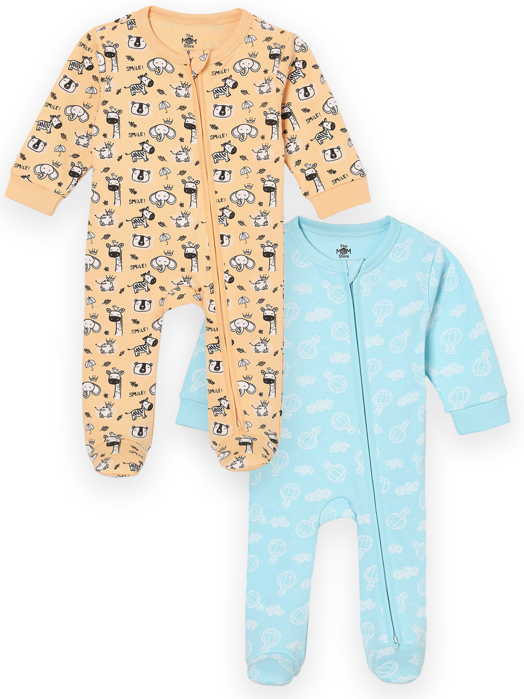 Zipper Romper Combo of 2: Rusty Jungle and Sky Drift Zipper Romper