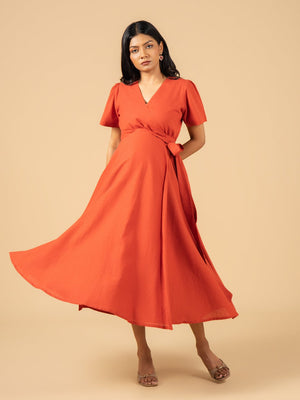 Rustic Moments Maternity Wrap Dress - S Maternity Casual Dress