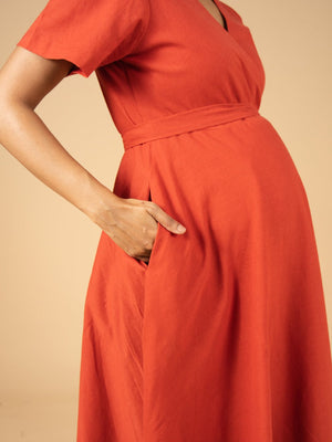 Rustic Moments Maternity Wrap Dress - S Maternity Casual Dress
