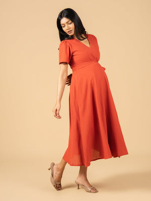 Rustic Moments Maternity Wrap Dress - S Maternity Casual Dress