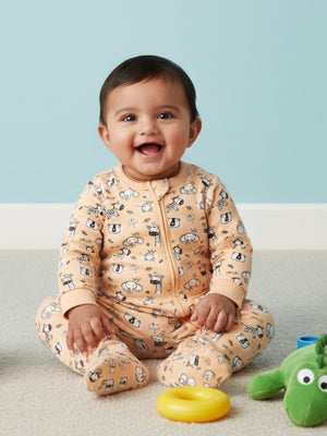 Rusty Jungle Infant Zipper Romper - Preemie Baby Romper