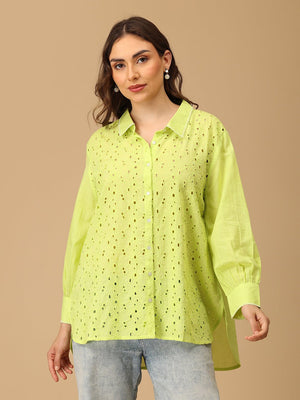 S Daisy Breeze Women's Oversized Schiffli Shirt - Women's Tops