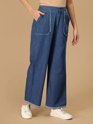 Blue Daylight Denim Women's Culotte Trousers - Women's Bottoms