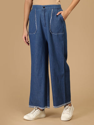 Blue Daylight Denim Women's Culotte Trousers - Women's Bottoms
