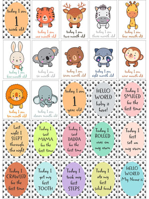 Safari Snuggles Milestone Cards - (Pack of 25) - MSCD - SFSN
