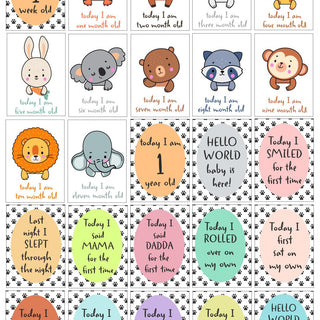 Safari Snuggles Milestone Cards - (Pack of 25) - MSCD - SFSN