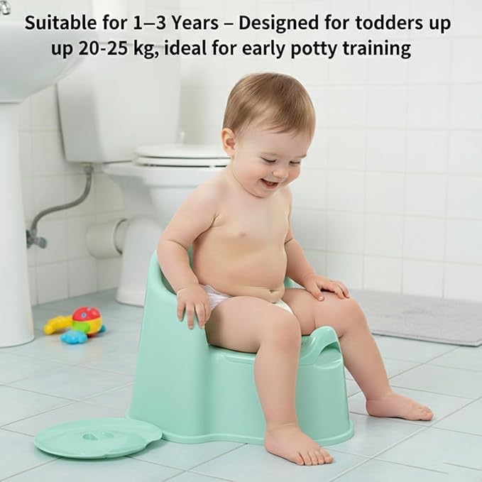 Safe - O - Kid 2 - in - 1 Baby Potty Seat with Backrest & Lid (1–4 Years) - Green - Potty Seat